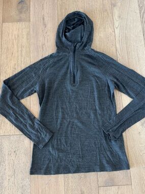 ibex womens 1/4 zip Pullover Hoodie Grey Small